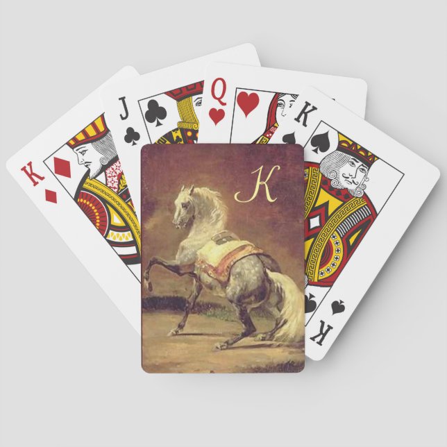 DAPPLED GREY HORSE , WhiteYellow Brown Poker Cards (Back)