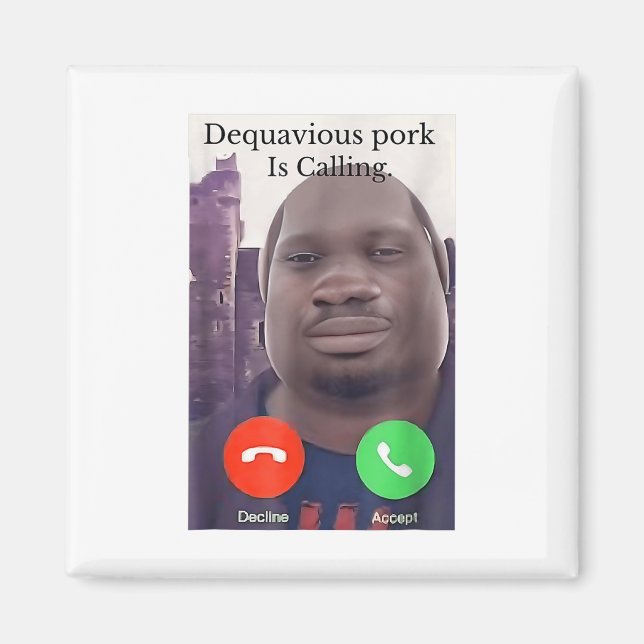 Daquavious Pork Is Calling John Pork Meme Joke Odd Magnet (Front)