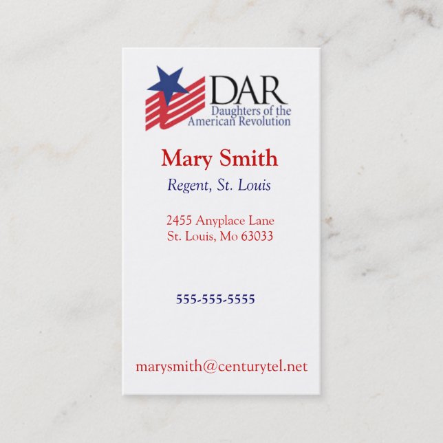 DAR card template (Front)