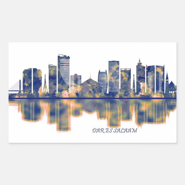 Dar es Salaam Skyline Rectangular Sticker (Front)