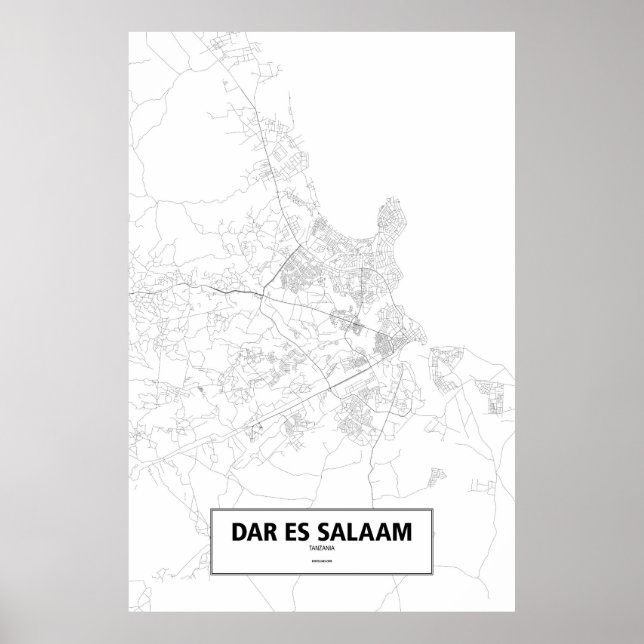 Dar es Salaam, Tanzania (black on white) Poster (Front)