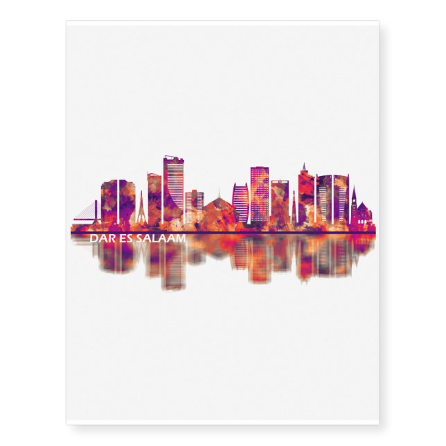 Dar es Salaam Tanzania Skyline Temporary Tattoos (Front)