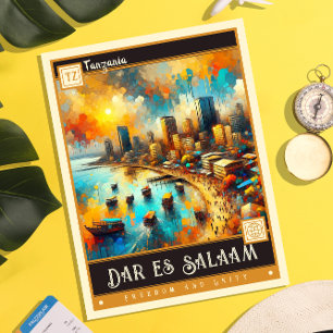 Dar es Salaam, Tanzania Vintage Painting Postcard