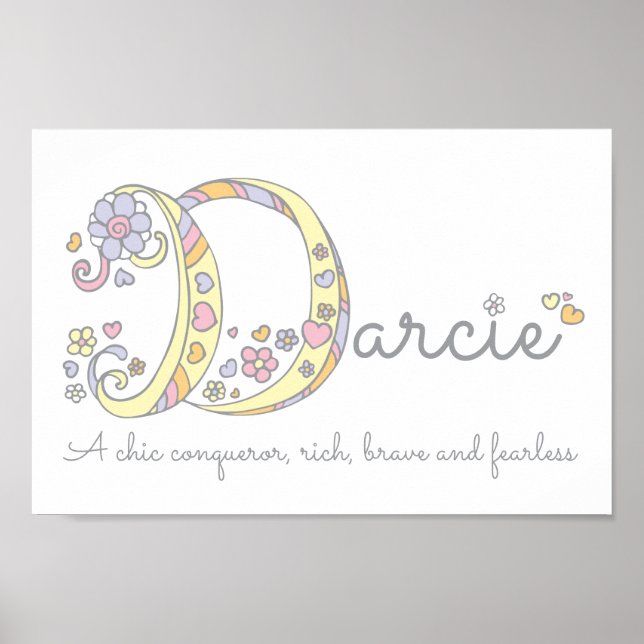 Darcie letter D name meaning girls art poster (Front)