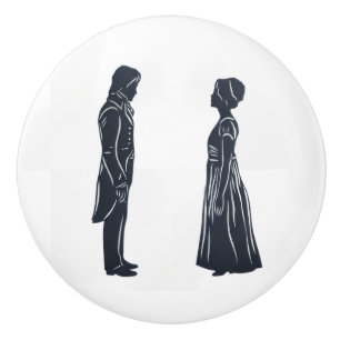 Darcy and Elizabeth Silhouettes Ceramic Knob