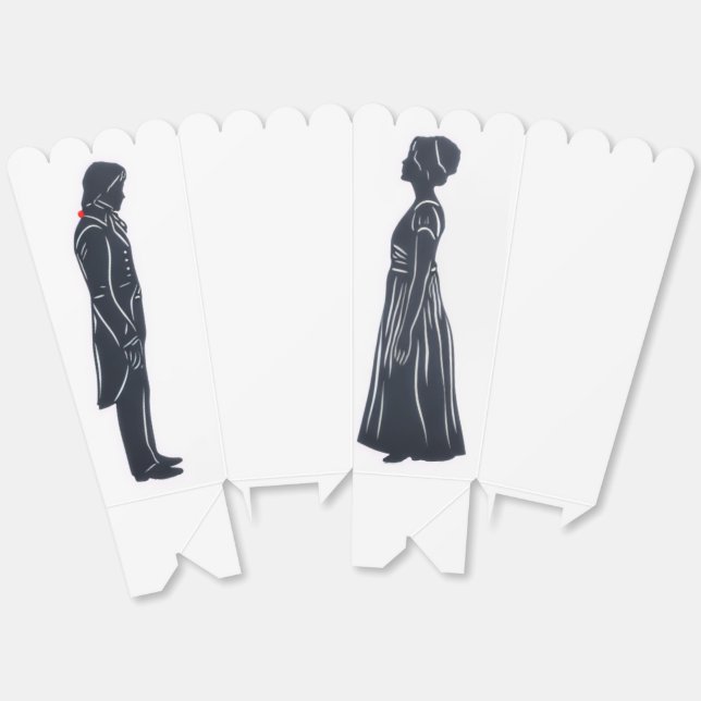 Darcy and Elizabeth Silhouttes Favor Boxes (Unfolded)