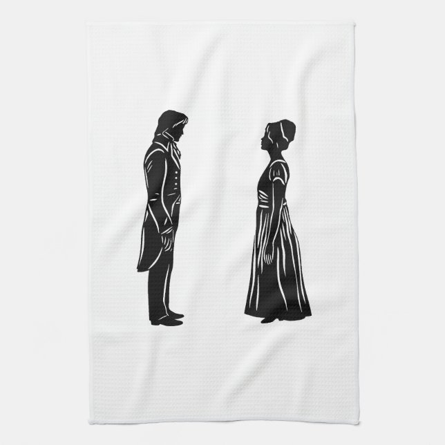 Darcy and Lizzy Silhouette Kitchen Towel (Vertical)