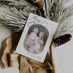DARCY Black Digital Boho Family Christmas Photo Holiday Card