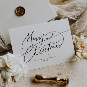 DARCY Black Elegant Family Vintage Merry Christmas Holiday Card