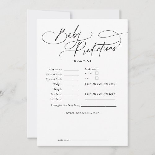 DARCY Boho Baby Predictions Baby Shower Game Card