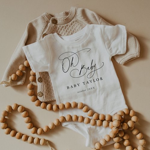 DARCY Boho Black White Pregnancy Announcement Baby Bodysuit