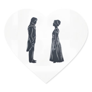 Darcy & Elizabeth silhouette Heart Sticker
