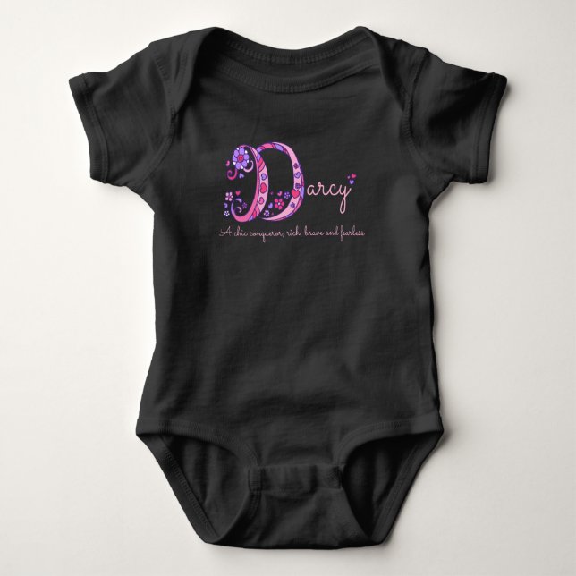 Darcy girls name decorative custom meaning baby bodysuit (Front)