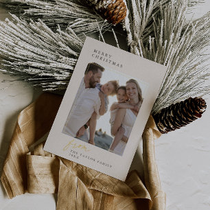 DARCY Gold Foil Vintage Family Photo Christmas Holiday Card