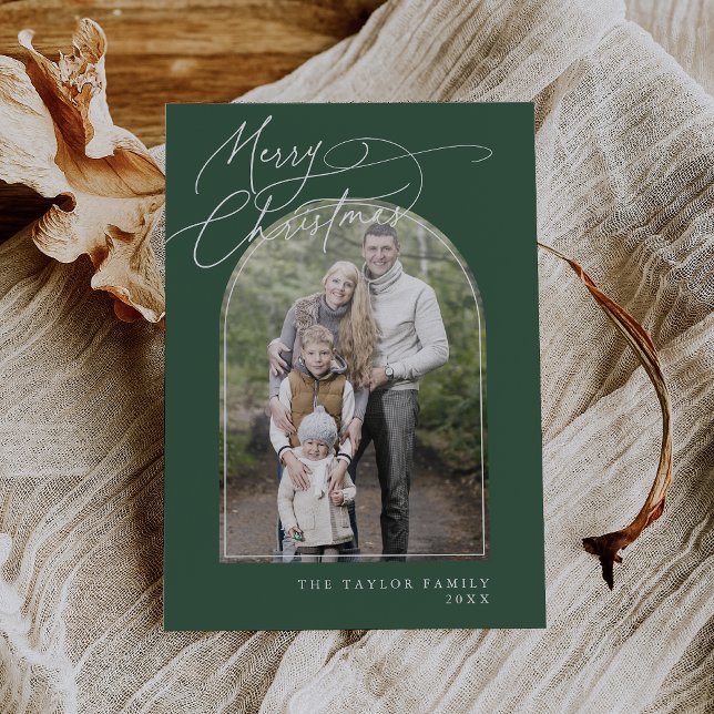 DARCY Green Arch Family Classic Photo Christmas Holiday Card (DARCY Green Arch Family Classic Photo Christmas Holiday Card)