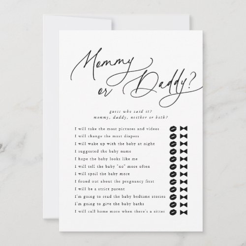 DARCY Guess Who Mommy Daddy Baby Shower Game Card