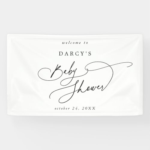 DARCY Minimalist Unique Black White Baby Shower Banner