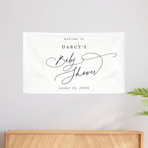 DARCY Minimalist Unique Black White Baby Shower Banner