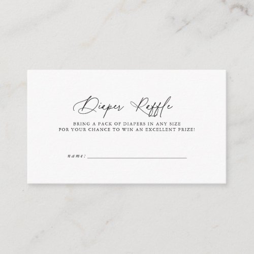DARCY Simple Black White Baby Shower Diaper Raffle Enclosure Card