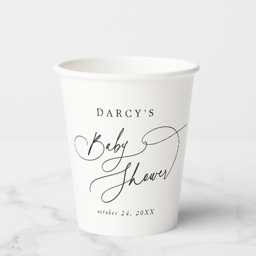 DARCY Unique Classic Boho Black White Baby Shower Paper Cups
