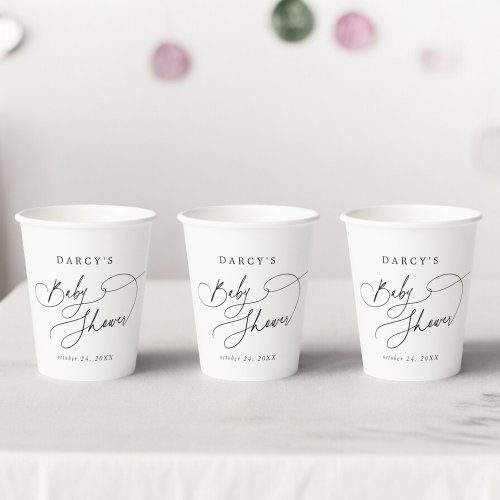 DARCY Unique Classic Boho Black White Baby Shower Paper Cups