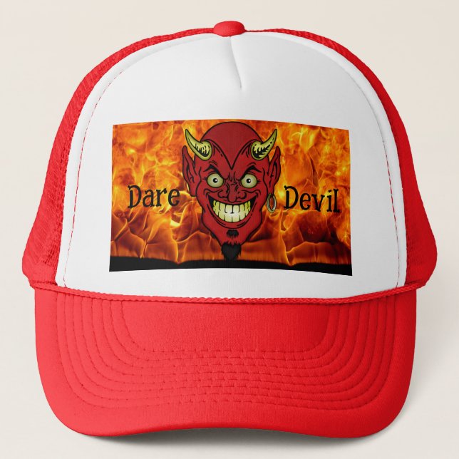 Dare Devil Personalize Text  Trucker Hat (Front)