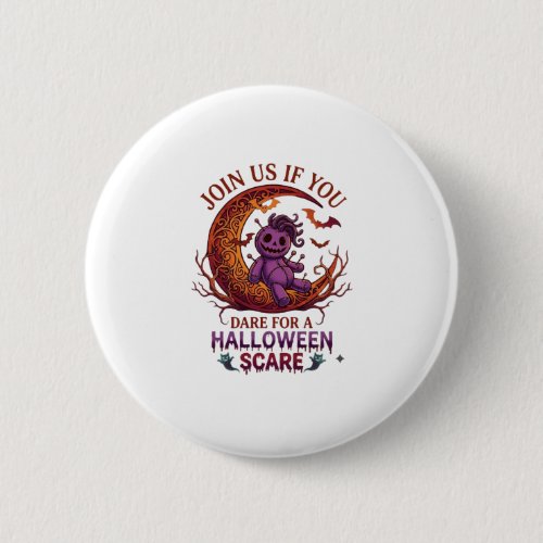 Dare Halloween Scare Purple Voodoo Doll Crescent M Button