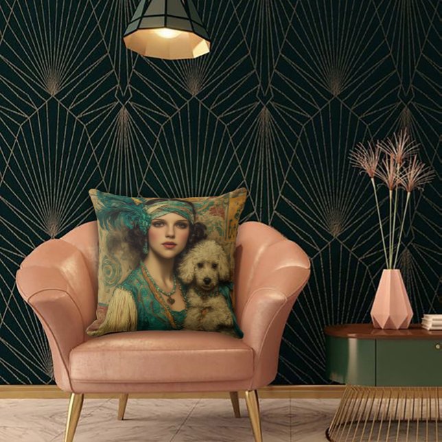 Dare to be Deco in Flapper Style Throw Pillow (Creator Uploaded)