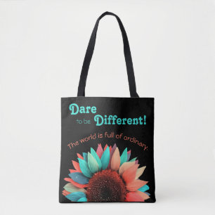 Dare to Be Different Colorful Sunflower Tote Bag