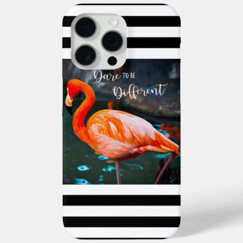 Dare To Be Different Flamingo Black White Stripes iPhone 15 Pro Max Case