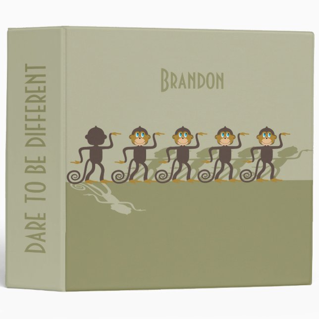 Dare to be different, monkeys, safari 3 ring binder (Front/Spine)