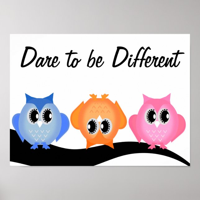 Dare to be Different Neon Hoot Owl Poster (Front)