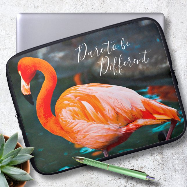 Dare to be Different Pink Flamingo Photo Modern Laptop Sleeve (Creator Uploaded)