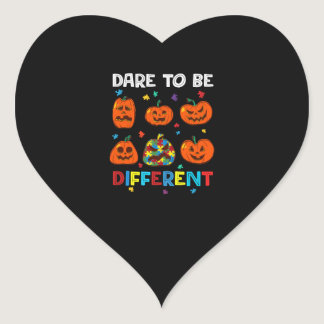 Dare To Be Different Pumpkin Autism Halloween Heart Sticker
