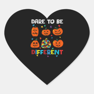 Dare To Be Different Pumpkin Autism Halloween Heart Sticker