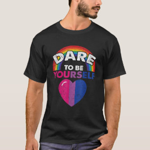 Dare To Be Yourself Bisexual Pride Rainbow Heart L T-Shirt