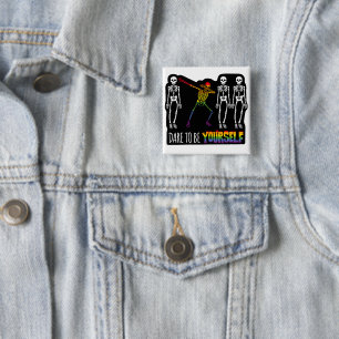 Dare To Be Yourself Halloween Dabbing Skeleton Button