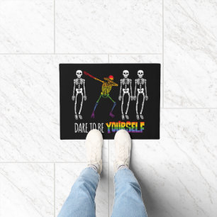 Dare To Be Yourself Halloween Dabbing Skeleton Doormat