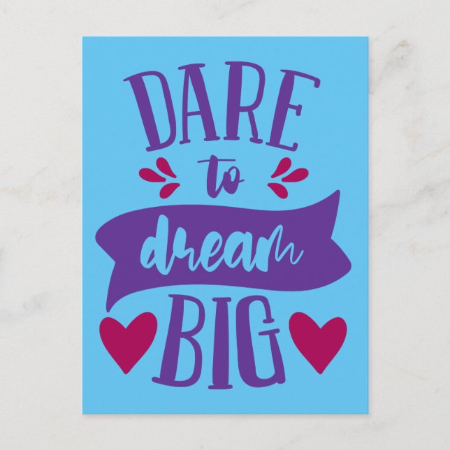 Dare To Dream Big Inspirational Motivational Postcard (Front)