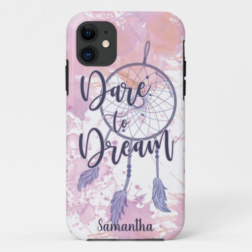 Dare to Dream Watercolor Dreamcatcher _ GLS iPhone 11 Case