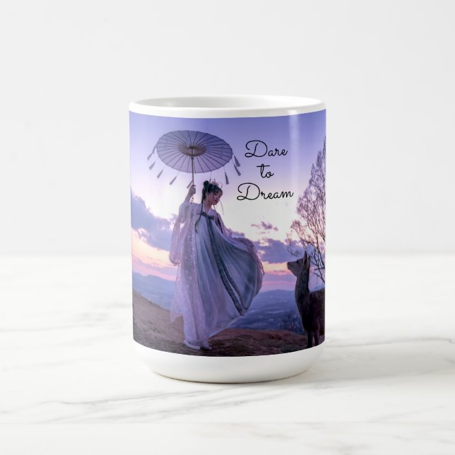 Dare to Dream Woman with Parasol and Alpaca Br Coffee Mug (Center)