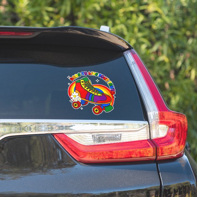 Dare To Live Your Truth Rainbow Skate Sticker (Car Side)