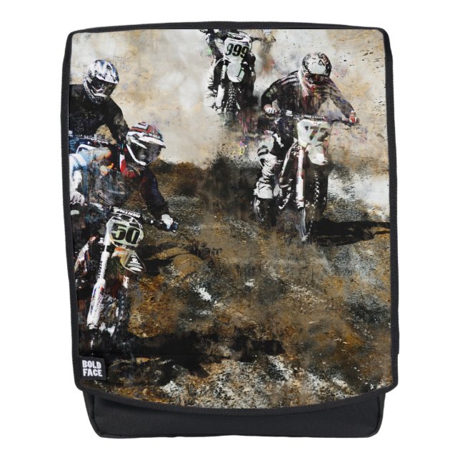 "Dare to Race" Motocross Dirt-Bike Racers Backpack (Front)