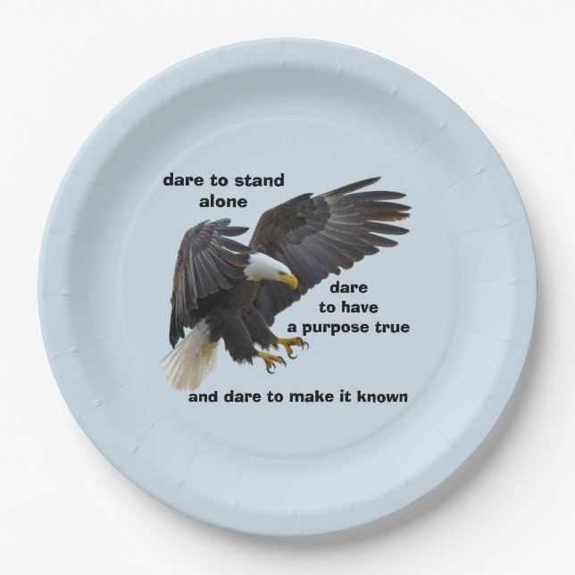 Dare to Stand Alone, American Bald Eagle Edition Paper Plates (Front)