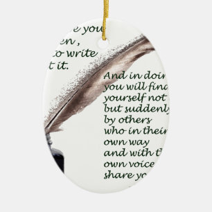 Dare to write ceramic ornament