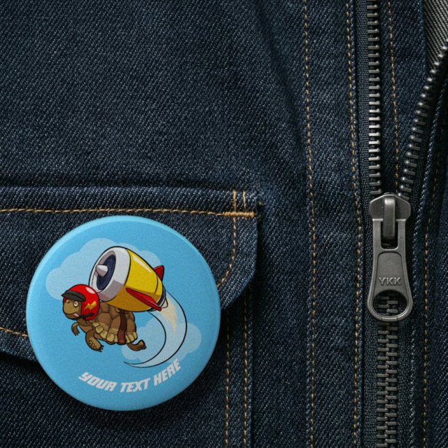 Daredevil Flying Tortoise with a Jet Pack Cartoon Button (Creator Uploaded)