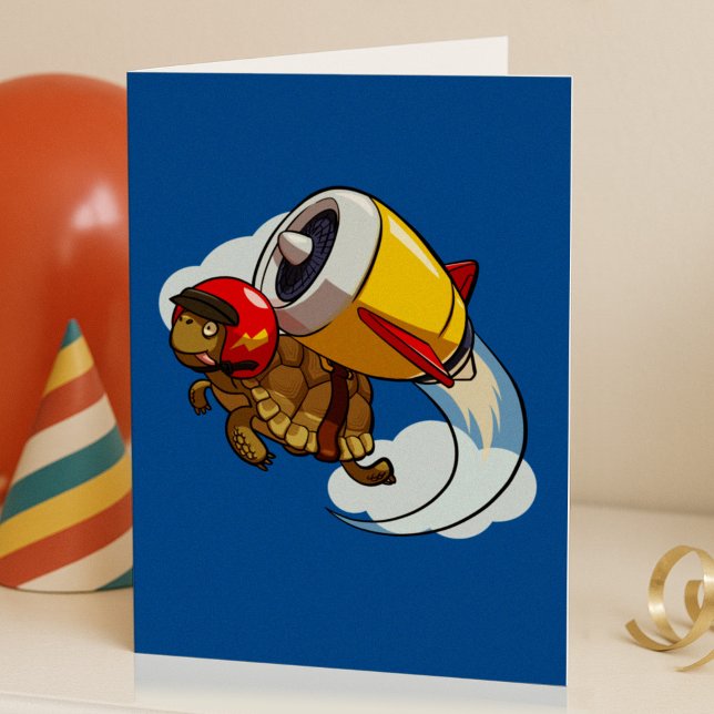 Daredevil Flying Tortoise with a Jet Pack Cartoon Cards (Creator Uploaded)