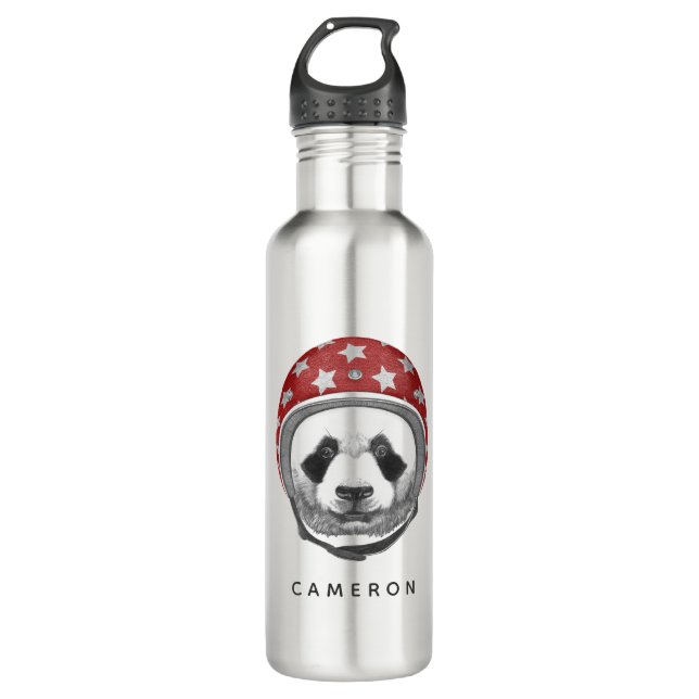 Daredevil Panda | Add Your Name Stainless Steel Water Bottle (Front)