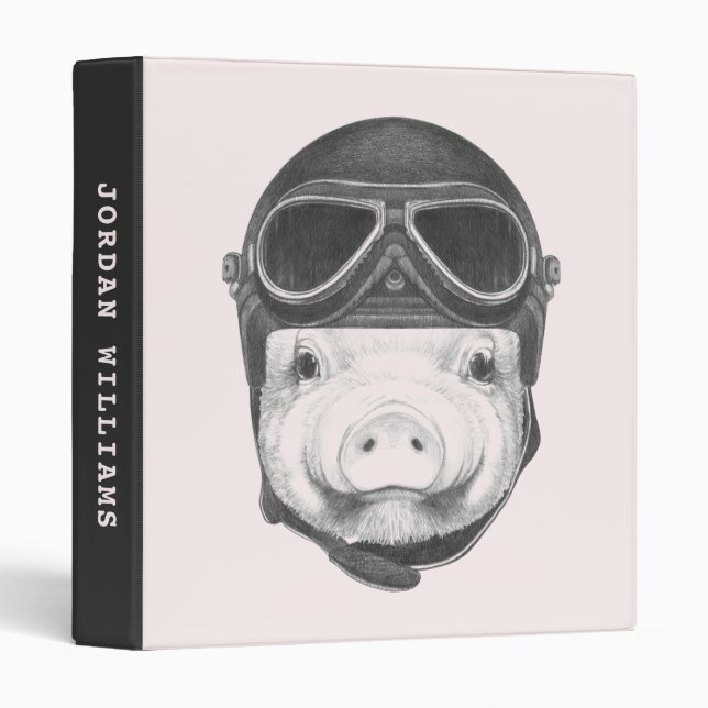 Daredevil Pig | Add Your Name 3 Ring Binder (Front/Spine)