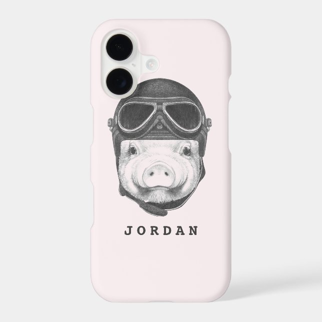 Daredevil Pig | Add Your Name Iphone Case (Back)